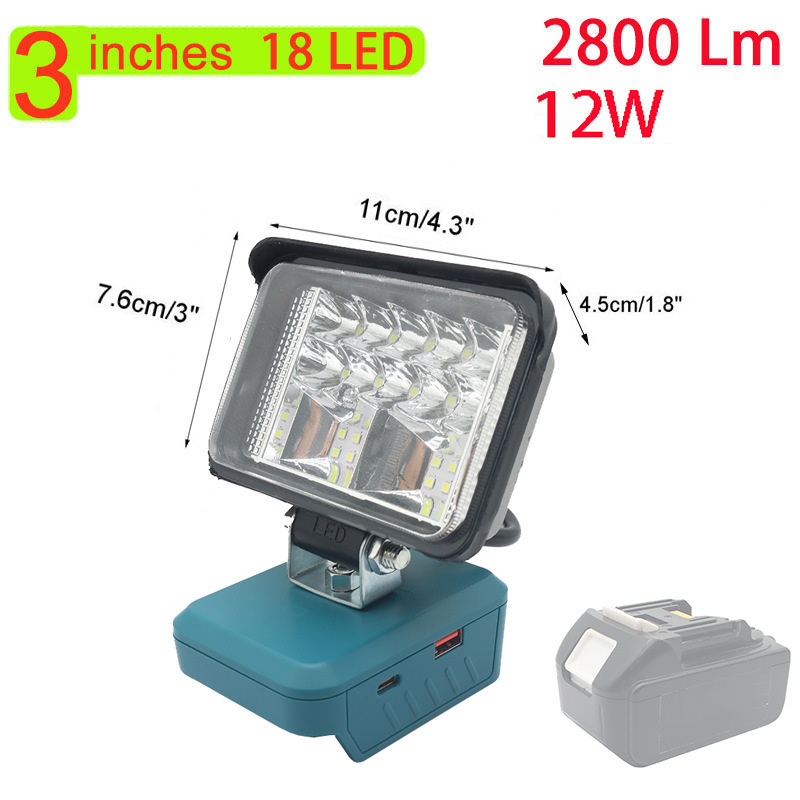 20V 11800 Lumen Portable Rechargeable Cordless LED Work Light for Makita 18v Bl Series Lithium Battery