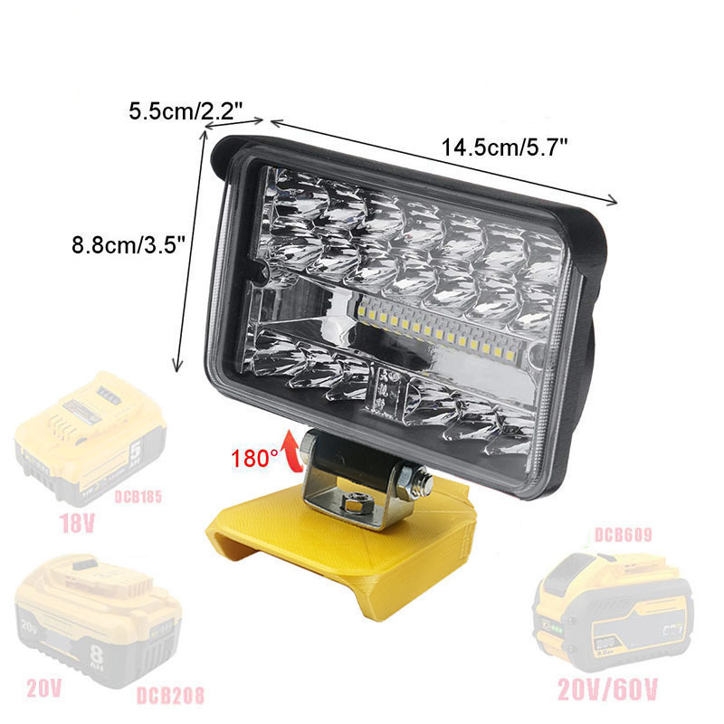 LED Worklight 18W compatible for Dewalt 18v-60v lithium battery tool 15 bead highlighting 900lm industrial De walt work light