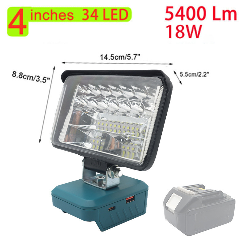 20V 11800 Lumen Portable Rechargeable Cordless LED Work Light for Makita 18v Bl Series Lithium Battery