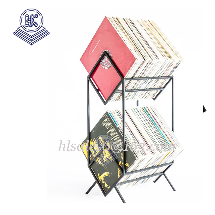 table metal book collection stand shelf CD storage rack vinyl record storage rack record player stand