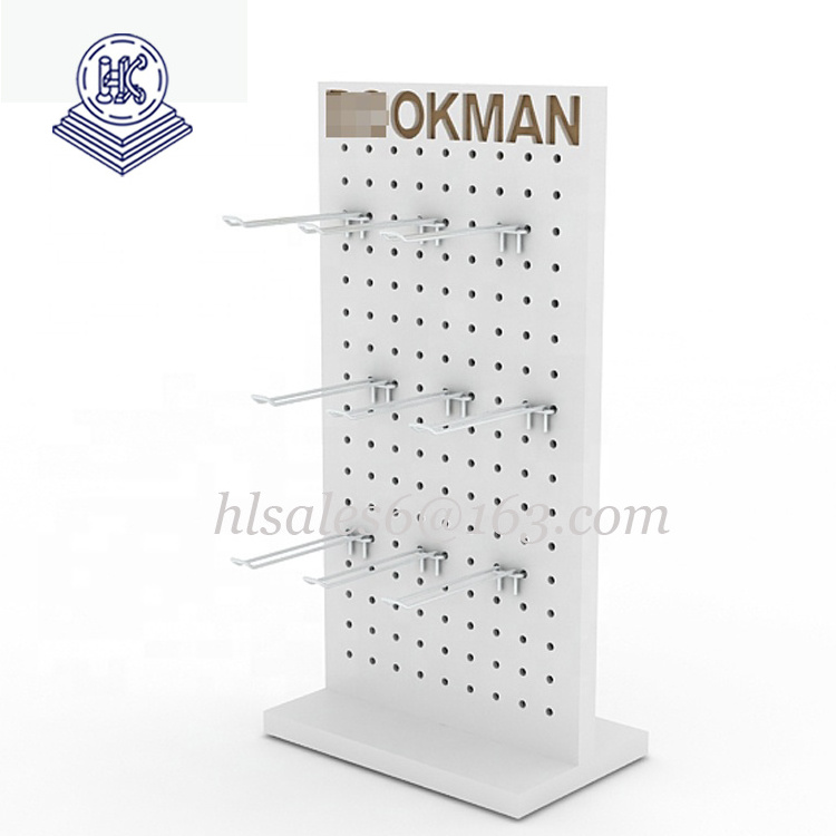 Retail counter top small metal pegboard hook accessory  battery rack  display stand shelf