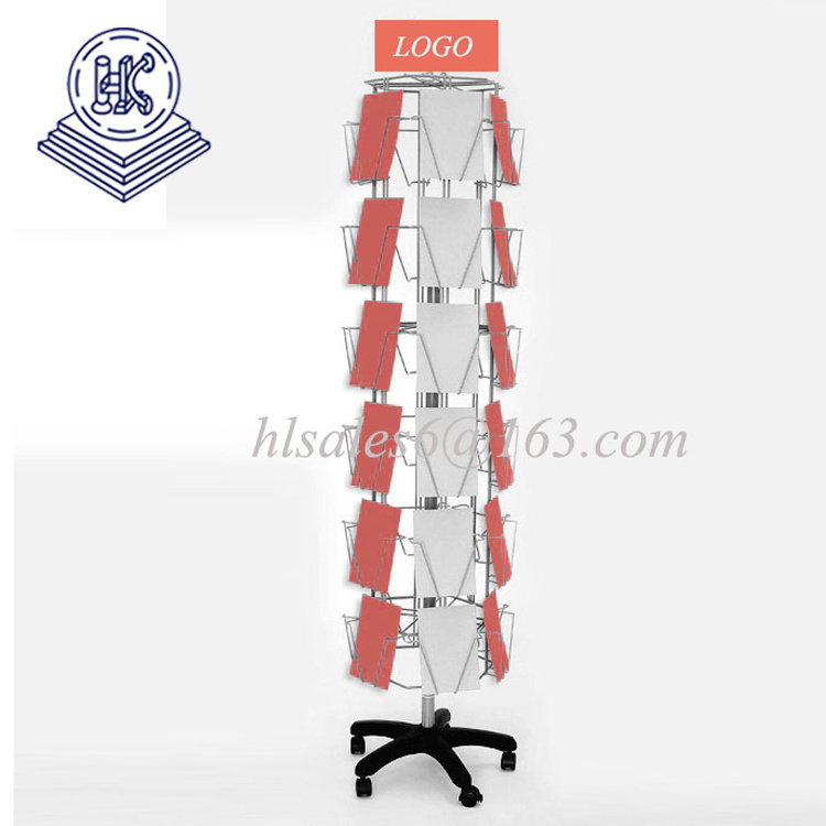 Custom Floor Metal Wire Spinning Calendar Spinner Rack Greeting Card Display Stand Rack For Books