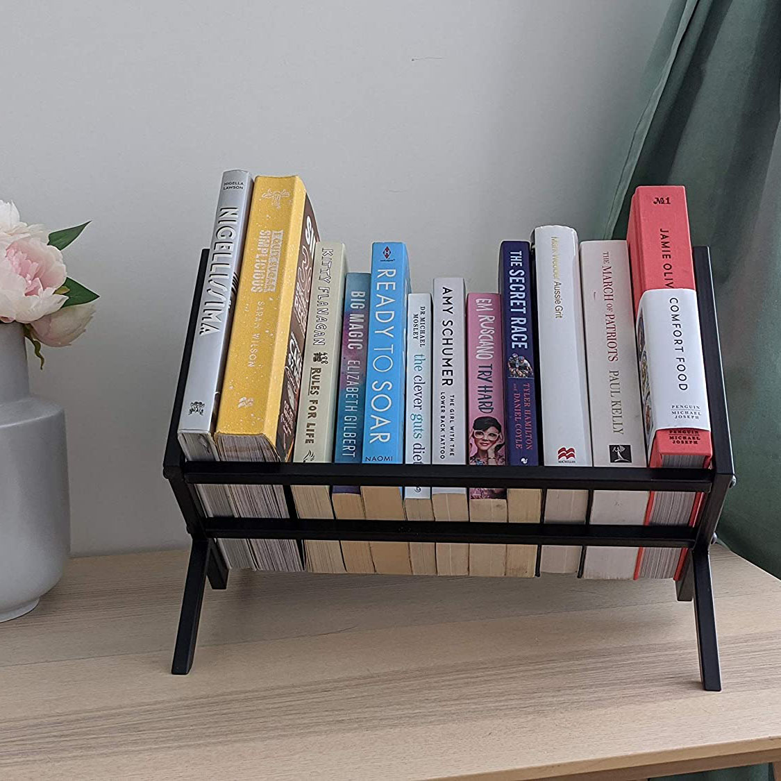 table metal book collection stand shelf CD storage rack vinyl record storage rack record player stand