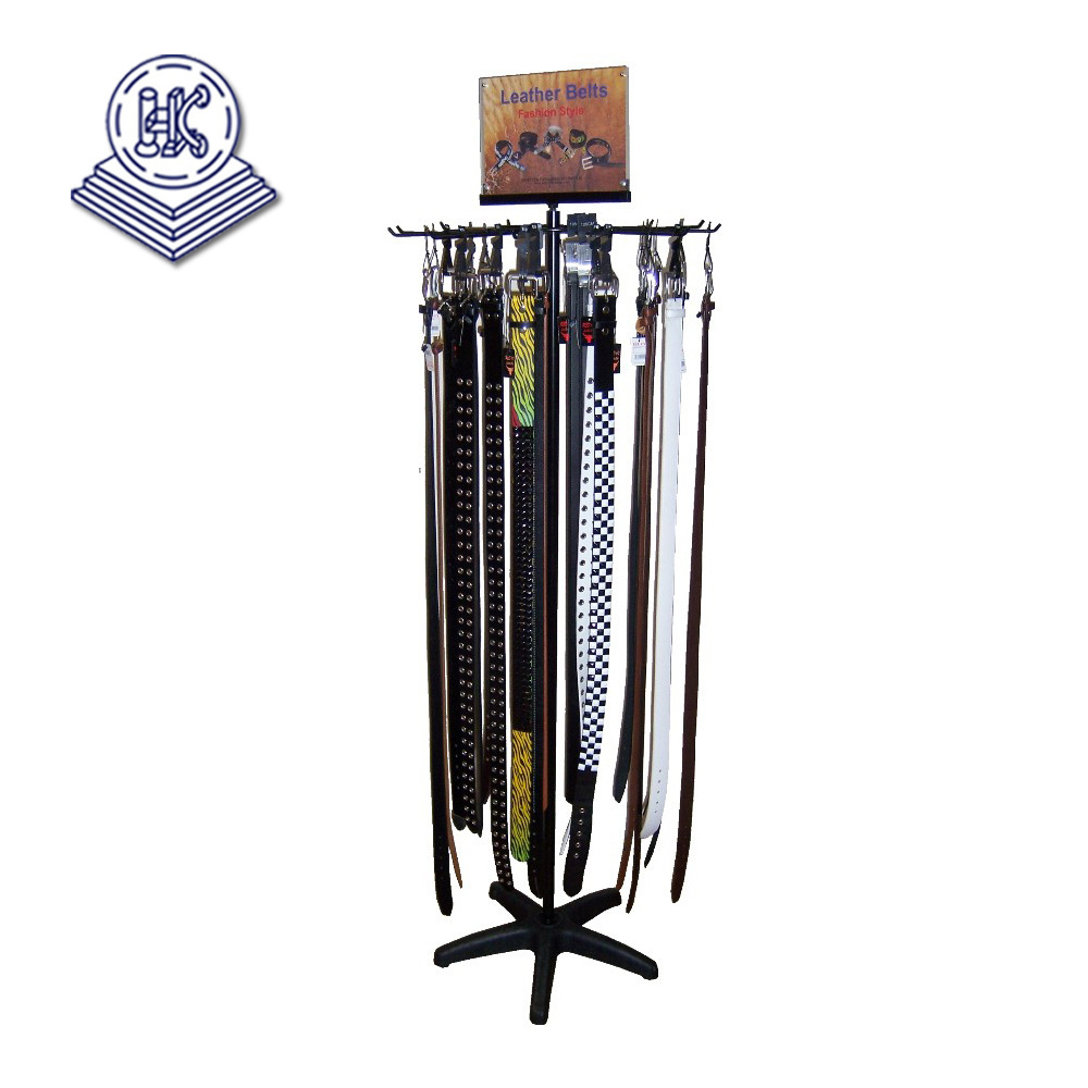 rotating metal hook hanging braid stand leather belt display stand