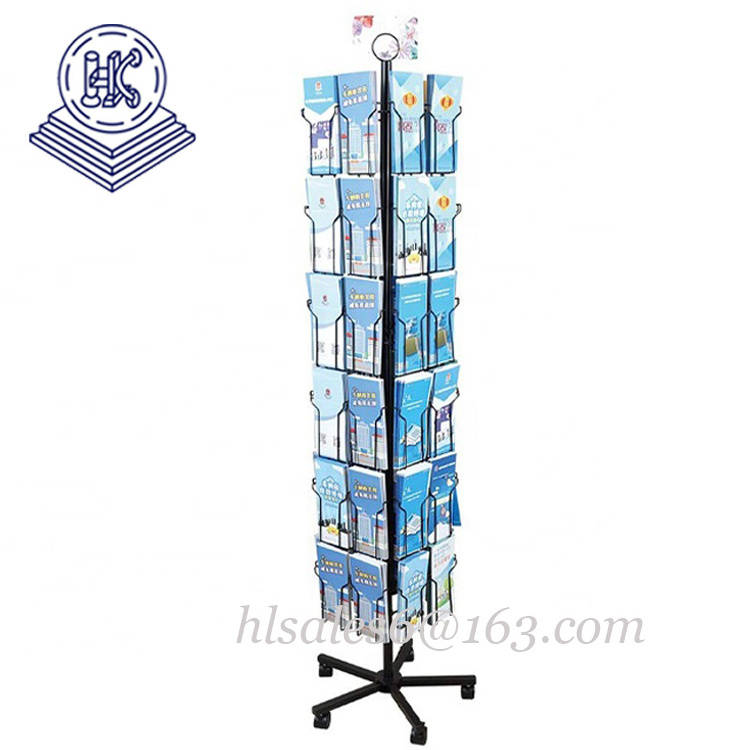 Custom Floor Metal Wire Spinning Calendar Spinner Rack Greeting Card Display Stand Rack For Books