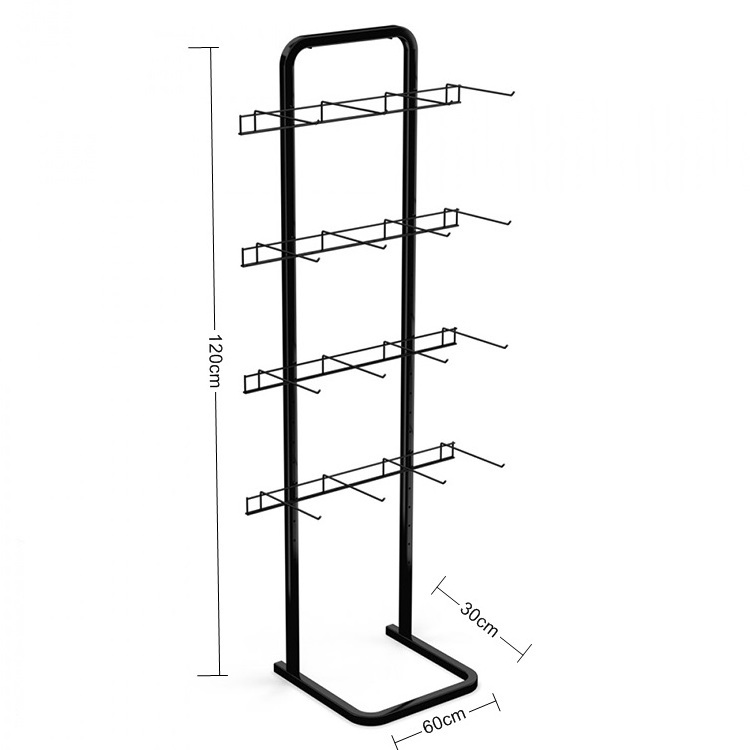 Floor Stand hanging hat glove scarf mask sock package display rack with hook display shelf