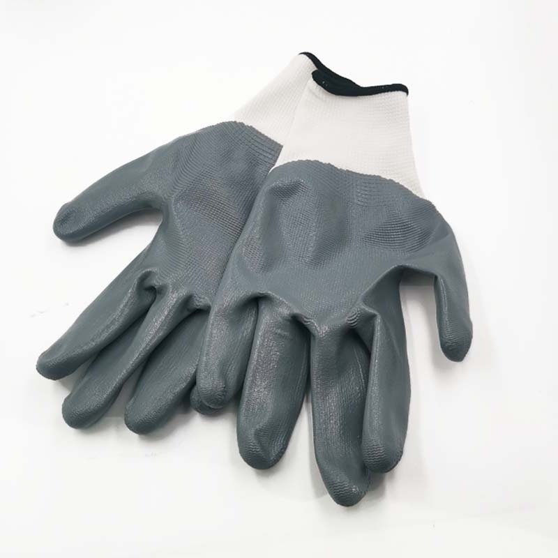 Top Quality Oil Resistant Nitrile Coated Construction Work Gloves Safety Nylon Nitrile Dipped Building Gloves 13G