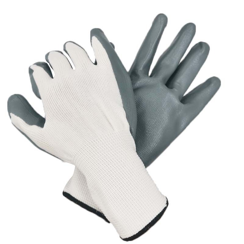 Top Quality Oil Resistant Nitrile Coated Construction Work Gloves Safety Nylon Nitrile Dipped Building Gloves 13G