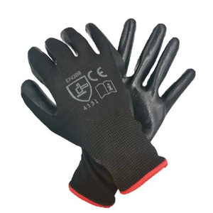 Top Quality Oil Resistant Nitrile Coated Construction Work Gloves Safety Nylon Nitrile Dipped Building Gloves 13G