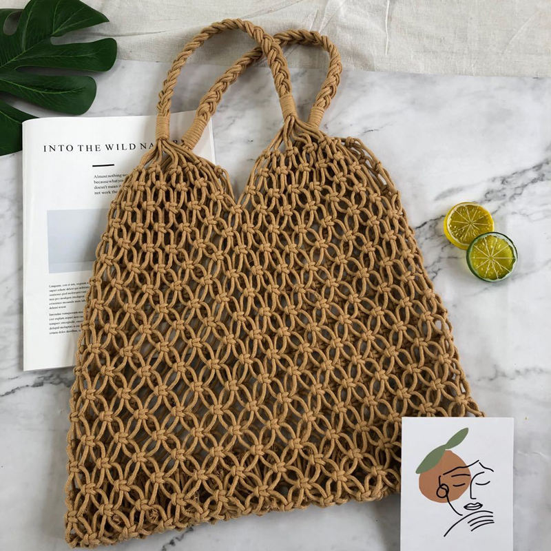 2023 China Factory Supply Crochet Handmade Shoulder Tote Bag Summer Beach Handbag