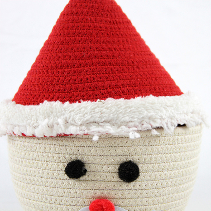 New design Snowman Santa christmas felt candy cotton rope sweet gift bag storage basket christmas woven basket