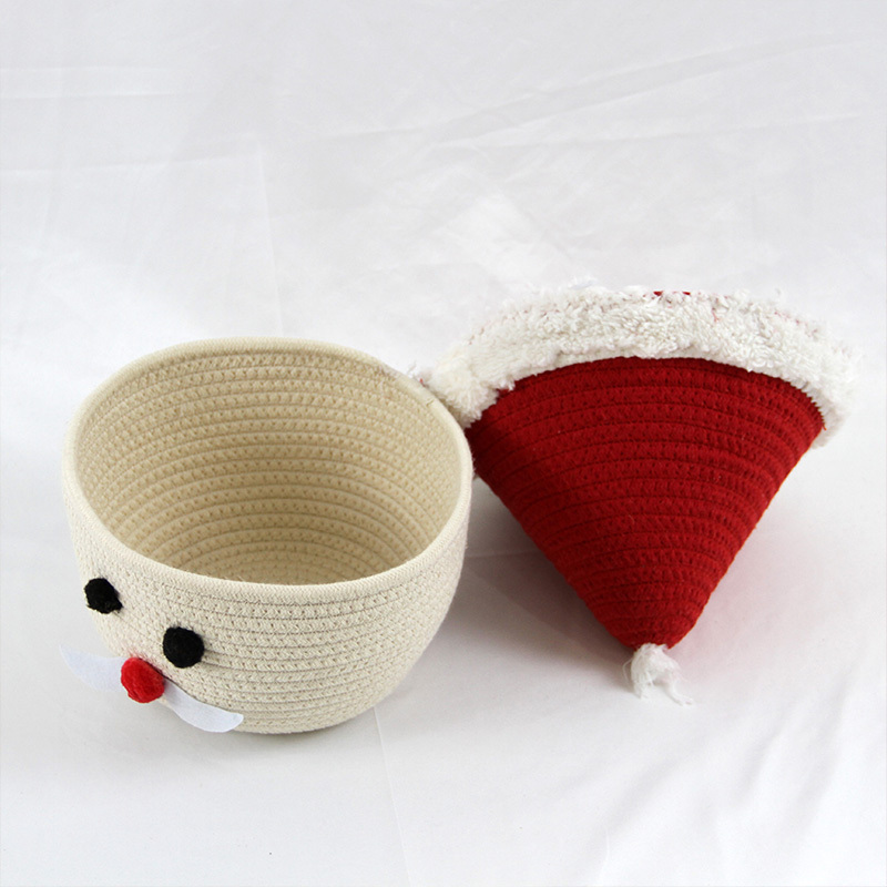 New design Snowman Santa christmas felt candy cotton rope sweet gift bag storage basket christmas woven basket