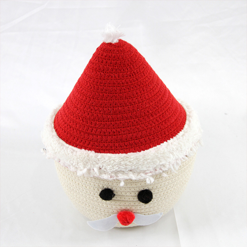 New design Snowman Santa christmas felt candy cotton rope sweet gift bag storage basket christmas woven basket