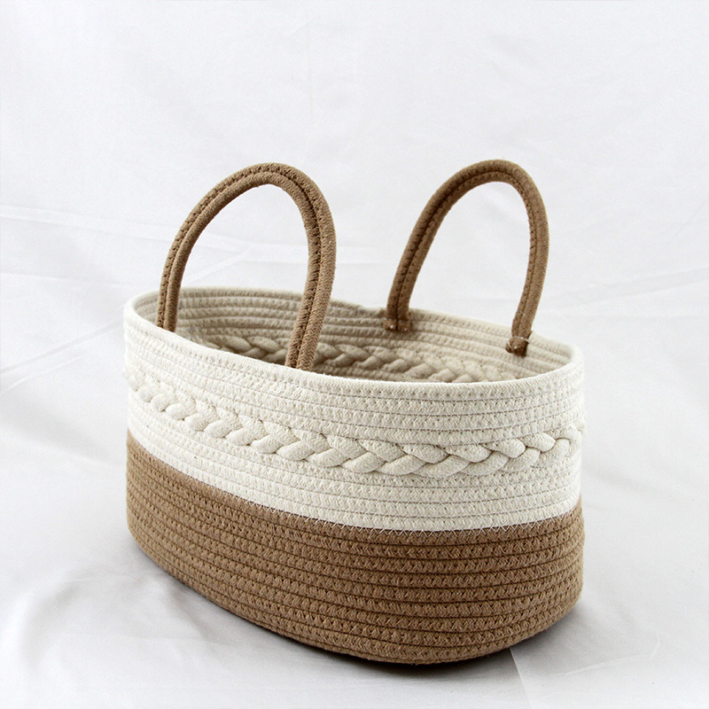 Baby Diaper Basket Cotton Rope Storage Basket Bin with Durable Handles for Nursery Baby Gifts