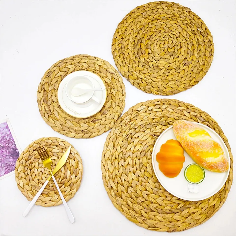 Handmade Nature Water Hyacinth Woven Placemats  Rattan Placemats Durable Wicker Chargers and Table Mats