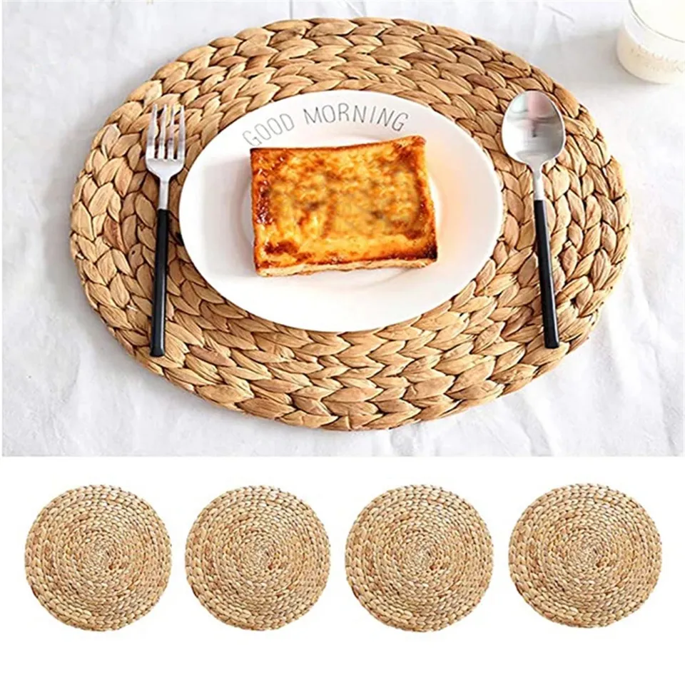 Handmade Nature Water Hyacinth Woven Placemats  Rattan Placemats Durable Wicker Chargers and Table Mats