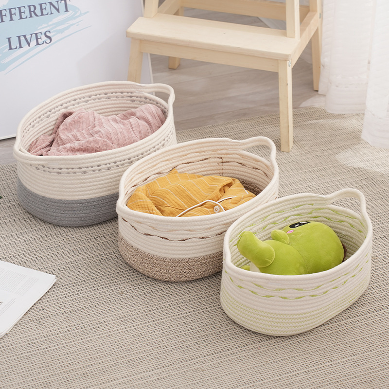 HOME Organizers Woven Cute Baby Nursery Small Dog Toy Basket Gift Baskets Cotton Rope Storage Baskets