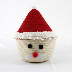 New design Snowman Santa christmas felt candy cotton rope sweet gift bag storage basket christmas woven basket