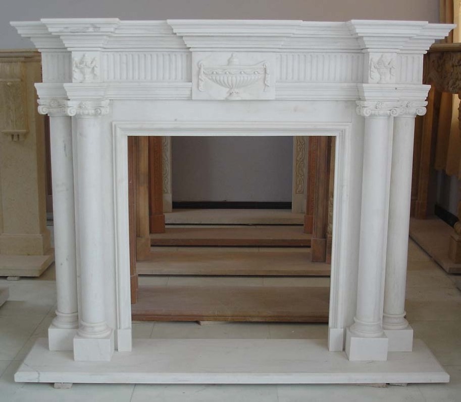 Simple Design Cheap White Marble Mantel 1200 mm Tabletop Fireplace