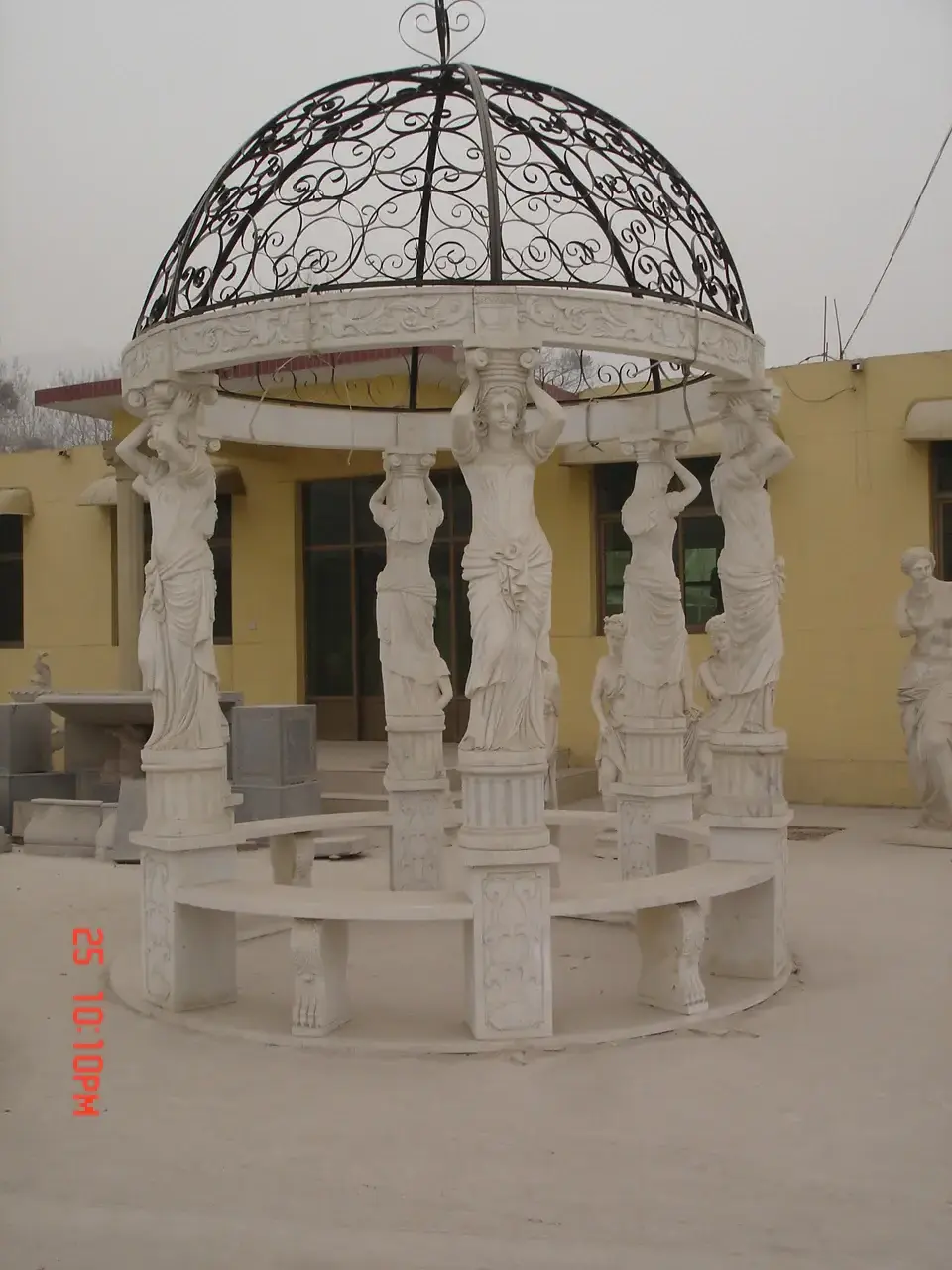 Large Hand Carved Nature White Marble Outdoor Pavilion Garden Outdoor