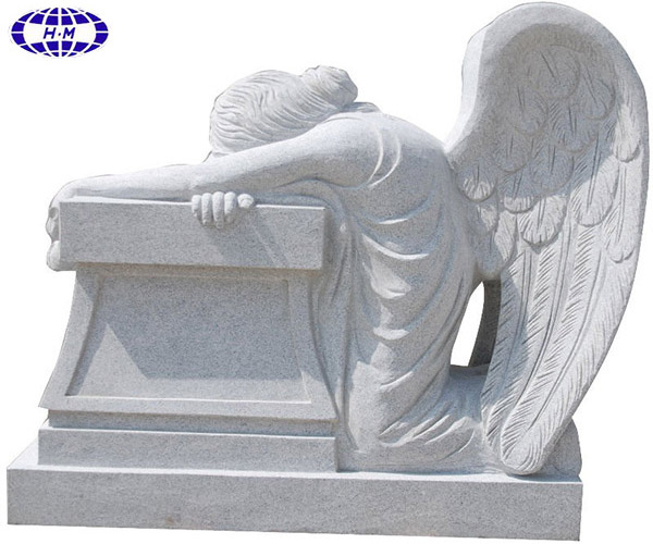 Chinese grey white granite cheap weeping angel headstone monument