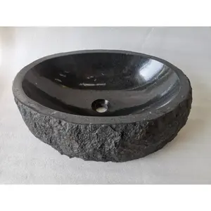 Professional Factory Various Designs Black Natural River Stone Bathroom Sink