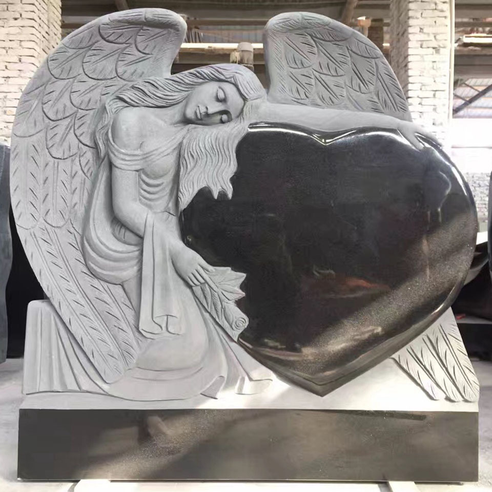 Good price heart shaped black granite cemetery headstones prices