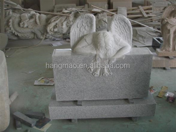 Chinese grey white granite cheap weeping angel headstone monument