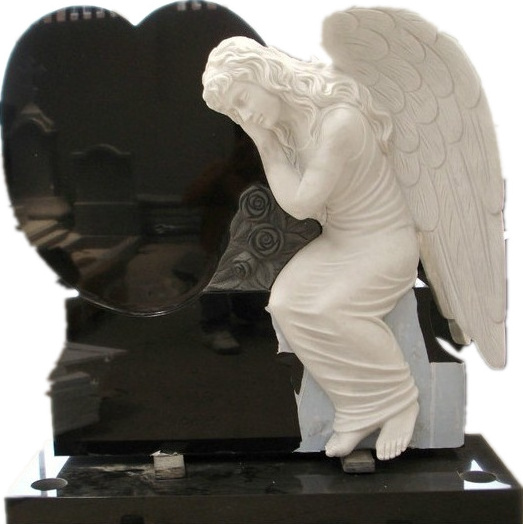 Chinese grey white granite cheap weeping angel headstone monument