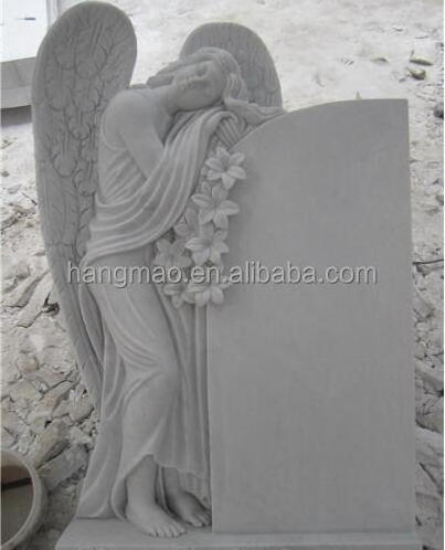 Chinese grey white granite cheap weeping angel headstone monument