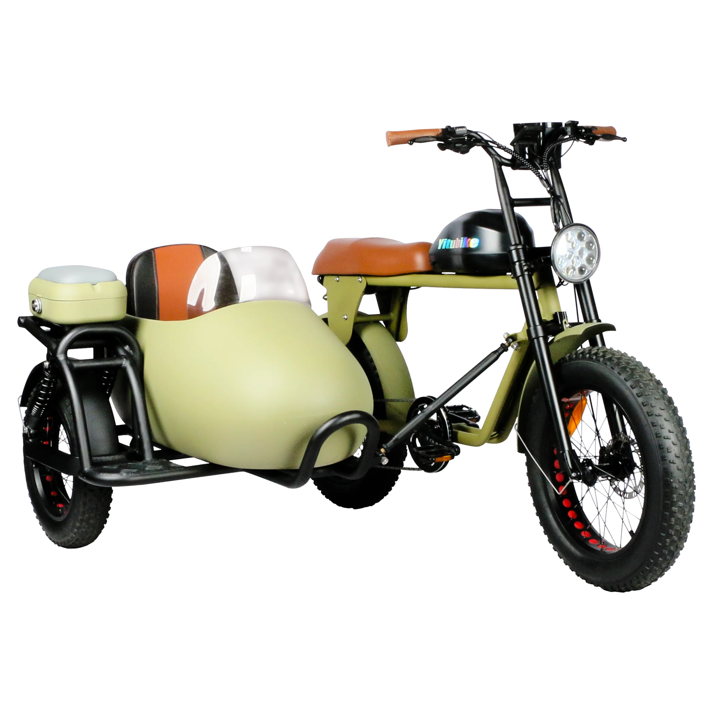 Retro Three Wheel Side Car Fat E-Bicycle Removable lithium battery e tricycle motorcycle for adult electric bike