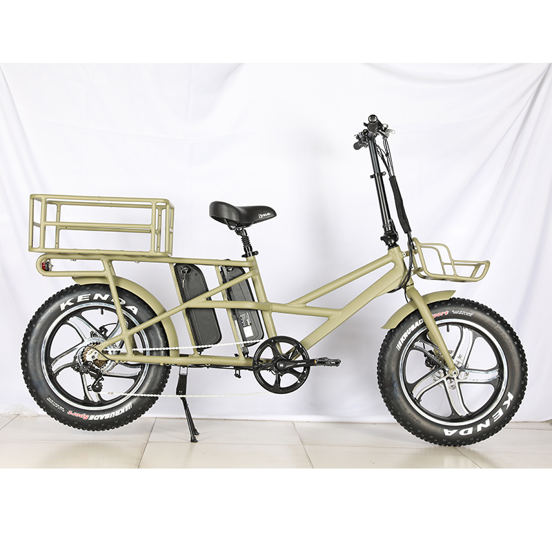 Front and rear cargo basket 48v 500w 750w rear drive motor dual battery fat tire tyre cargo electric bike