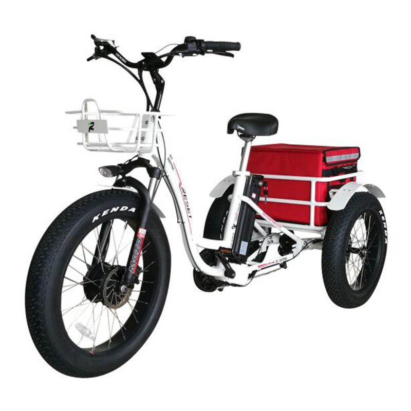 48v 500w 750w 1000w  front drive motor 13 ah lithium battery powered three 3 wheel fat tire tyre electric cargo trike bicycle