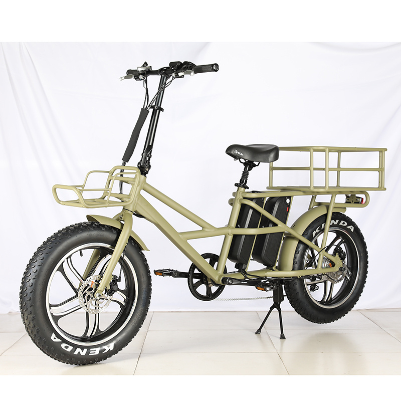 Front and rear cargo basket 48v 500w 750w rear drive motor dual battery fat tire tyre cargo electric bike