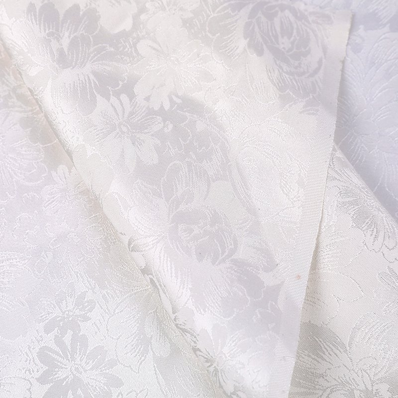 Floral Jacquard silk fabric glitter all-season white dupion mulberry floral design 100% silk for bedding lady dress