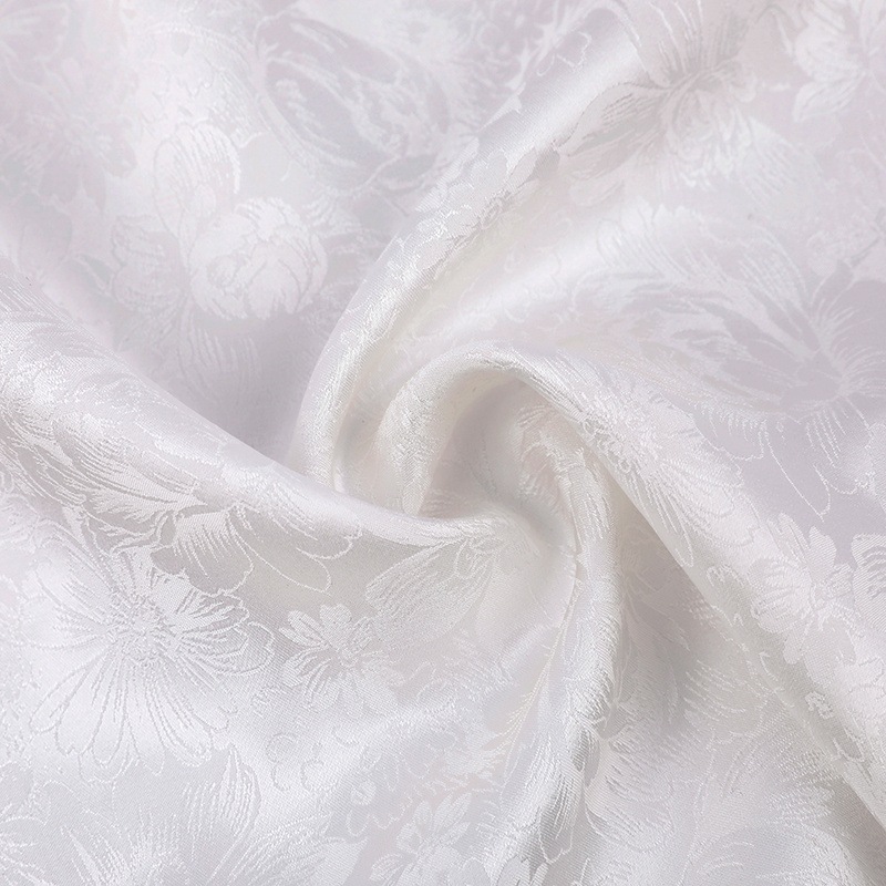 Floral Jacquard silk fabric glitter all-season white dupion mulberry floral design 100% silk for bedding lady dress