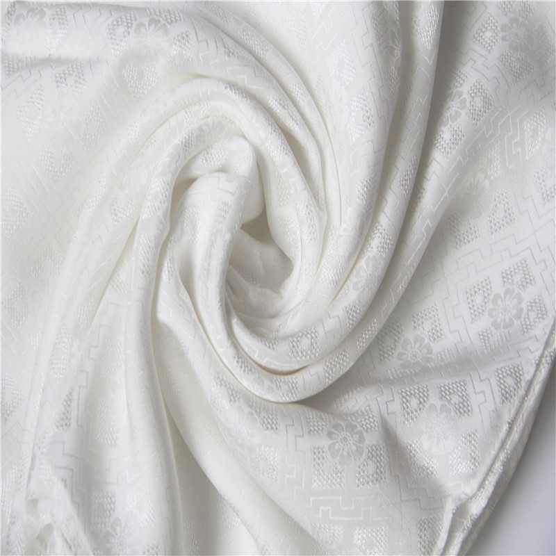 White embryo hollow out flower jacquard 100% mulberry long silk scarf for tie dyeing