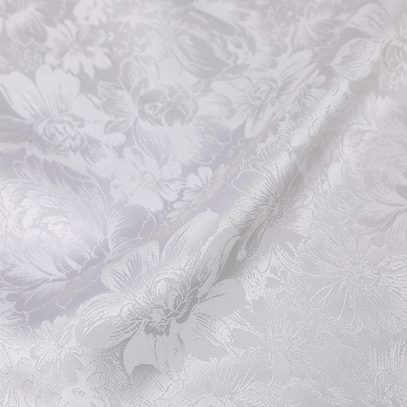 Floral Jacquard silk fabric glitter all-season white dupion mulberry floral design 100% silk for bedding lady dress