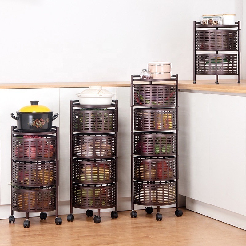 Fruits Vegetables 5 Layer Trolley Rotating Round Drawer Rotary Kitchen Organizers And Storage Storage Multi-layer Basket