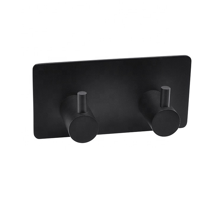 Black Wall Hooks For Clothes Stainless Steel Towel Keys Hanger Wall Mount 3m Adhesive Storage Hook