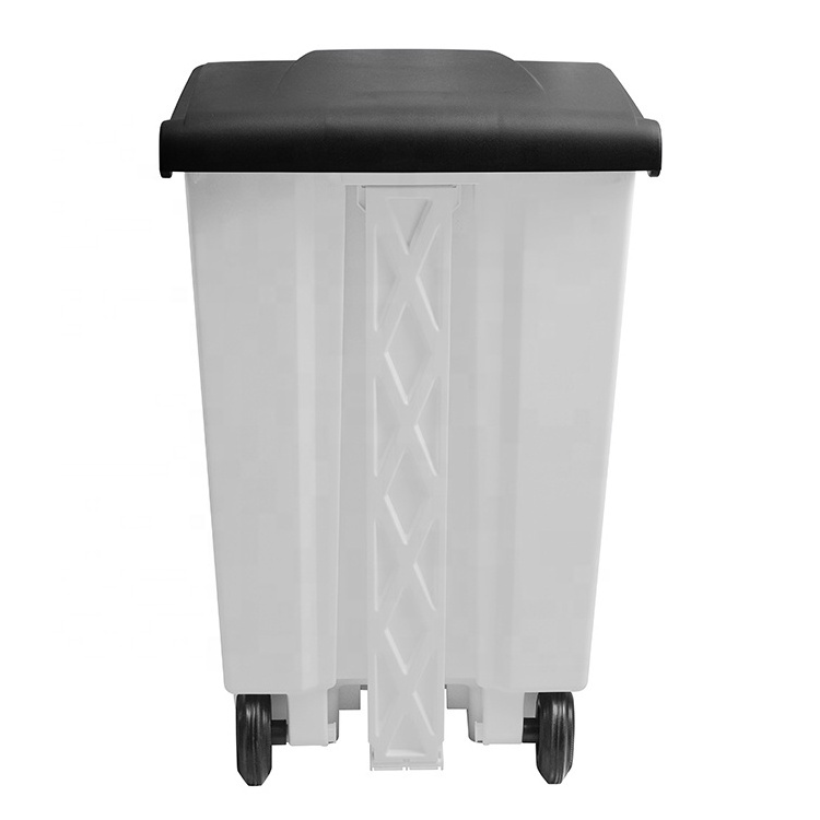 87L Trash Cans For Parks Plastic Pedal Waste Bin Urban Garbage Bins with Wheels Garbage Can With Wheelie Bin