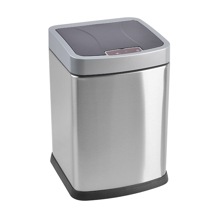 Factory direct eco-friendly touchless automatic sensor 9L garbage bins stainless steel trash can color silver waste bin