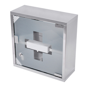 Eco-friendly customized stainless steel medicine cabinet with two layers and lock