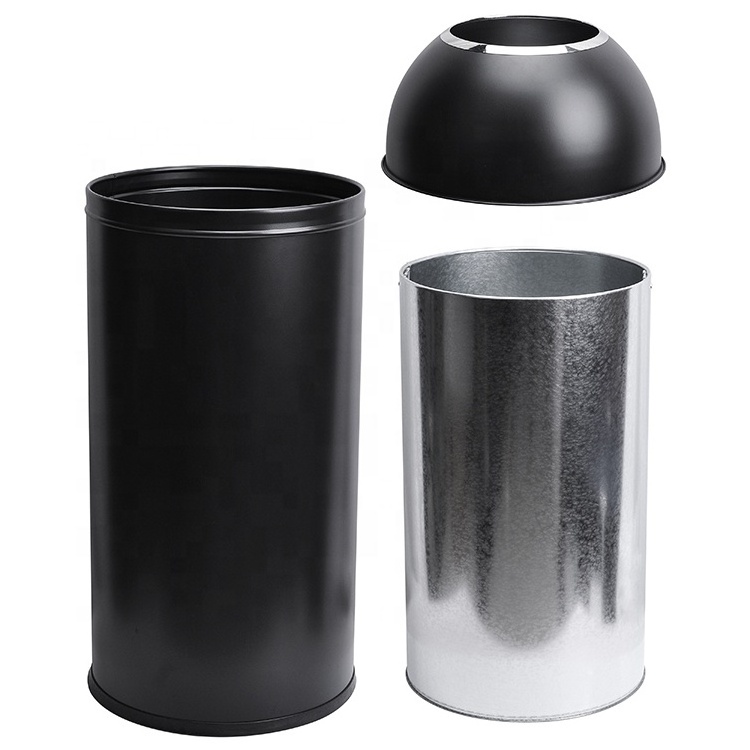 90L Hotel Square Outdoor Garden Waste Bin Trash Can Black Pop Up Open Top Waste Trash Bin