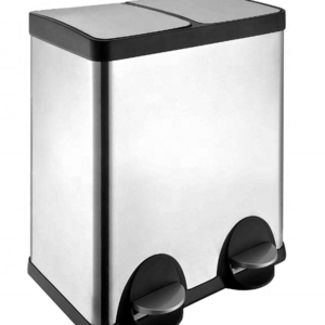 40l Fingerprint Proof Stainless Steel 2 X 20L Rubbish Trash Can Double Recycle Pedal Bin With Dual Compartment