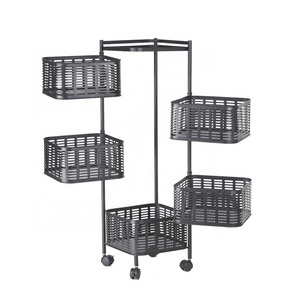 3 Layer Rotating Storage Baskets Rack Stackable Metal Basket Kitchen Organizer Storage Shelf Cube Fruit Vegetable Organizer