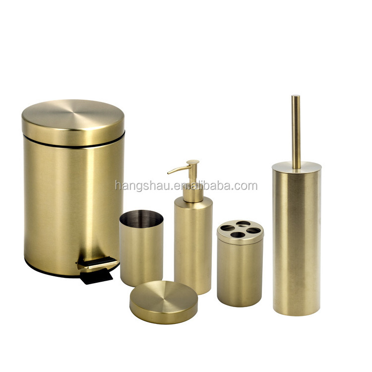 Shiny Golden Luxurious Stainless Steel Bathroom Accessories Set