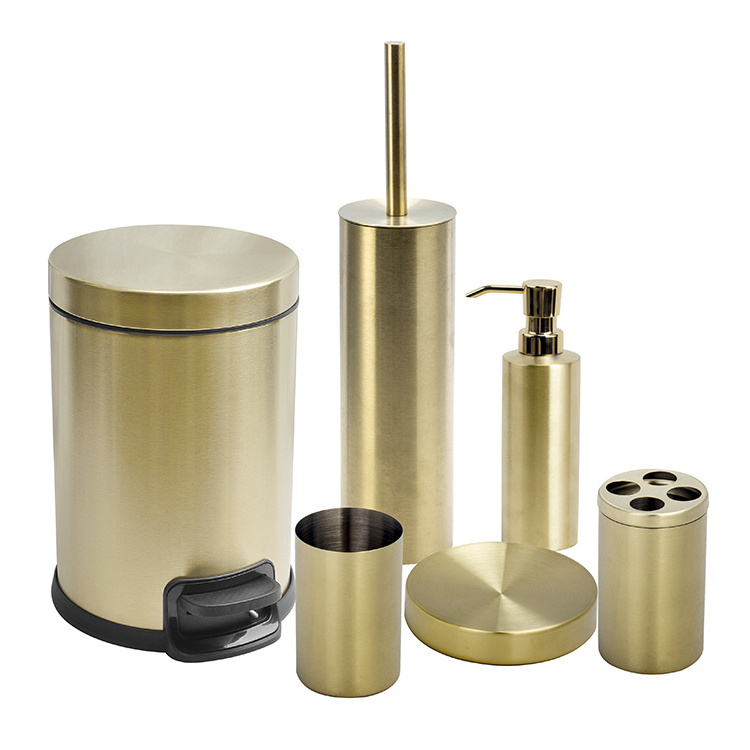 Shiny Golden Luxurious Stainless Steel Bathroom Accessories Set