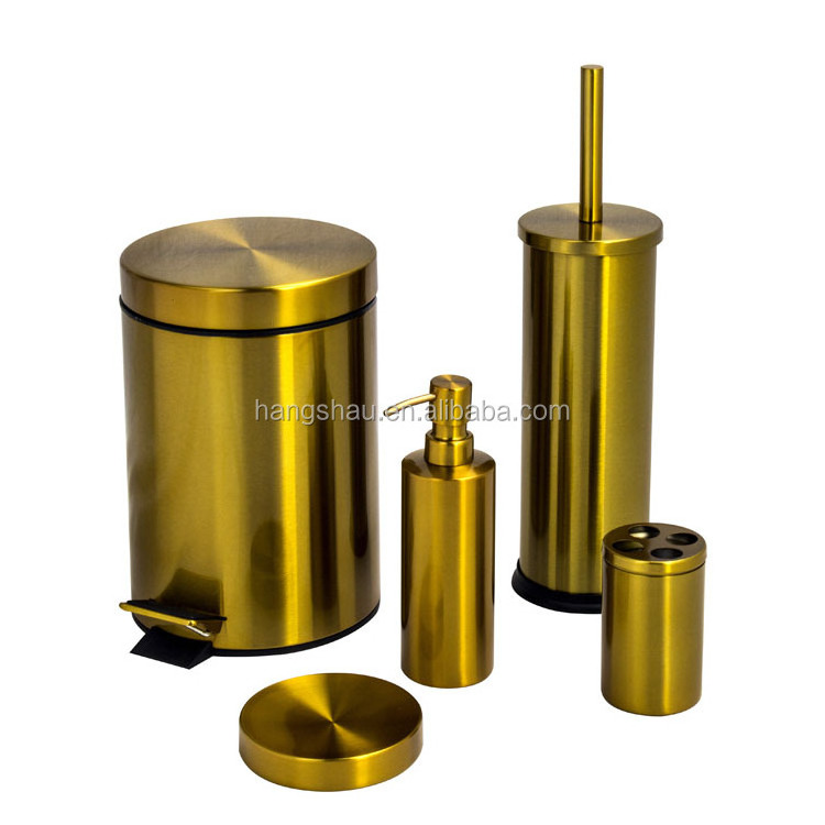 Shiny Golden Luxurious Stainless Steel Bathroom Accessories Set