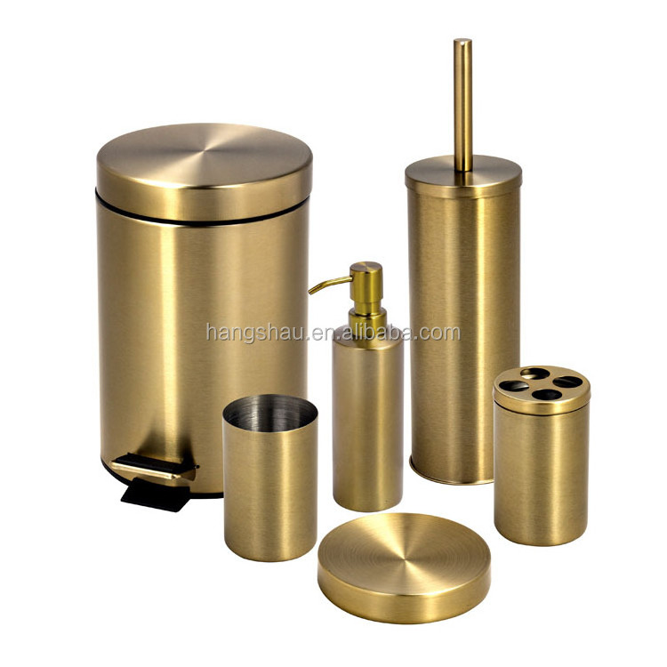 Shiny Golden Luxurious Stainless Steel Bathroom Accessories Set